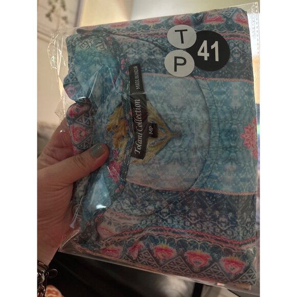 Tolani Collection Narissa Beachy Boho Tunic Top MP Multicolor Floral Size M - Picture 9 of 12